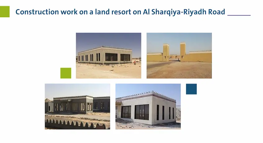 Contracting for the construction of a land resort on the eastern road to Riyadh, Secure Construction Company, general contracting